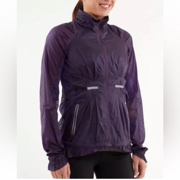 Lululemon Run Wild Jacket Womens 6 Mesh Panel Zip Up Windbreaker Reflective - Picture 1 of 10